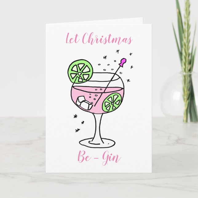 Pink Gin Happy Christmas Karte (Vorderseite)