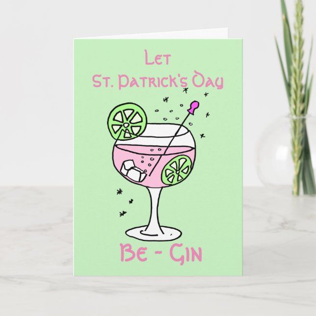 Pink Gin St Patrick's Day Card Karte (Vorderseite)