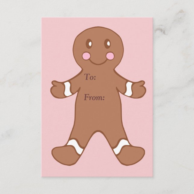 Pink Gingerbread Boy Gift Tags Begleitkarte (Vorderseite)