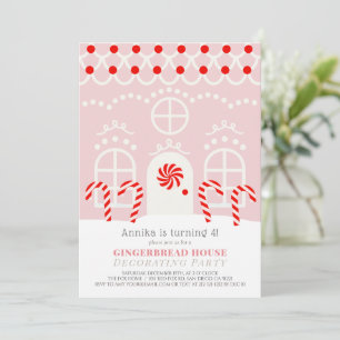 Pink Gingerbread Haus Dekorieren Geburtstagsparty  Einladung
