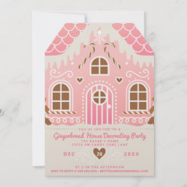 Pink Gingerbread Haus Dekorieren Party Einladung