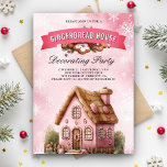 Pink Gingerbread Haus Dekorieren Party Weihnachten Einladung<br><div class="desc">Elegante Einladung mit einer wunderschönen Aquarellschrift für Lebkuchen mit Vintagen Elementen. Fügen Sie einfach Ihre Veranstaltungsdetails zu dieser einfach zu bedienenden Vorlage hinzu,  um sie zu einer einmaligen Einladung zu machen.</div>