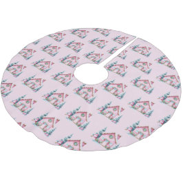 Pink Gingerbread Hausdekoration Polyester Weihnachtsbaumdecke