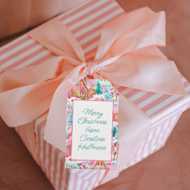 Pink Gingerbread Houses Personalisiert Weihnachten Geschenkanhänger
