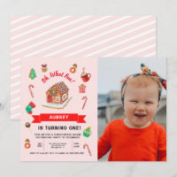 Pink Gingerbrett Haus Weihnachten Erster Geburtsta