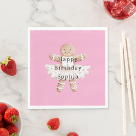 Pink Gingerbrot Girl Ballerina Ballet Geburtstag Serviette
