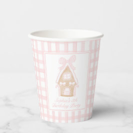 Pink Gingerbrot House Party Paper Cups Pappbecher