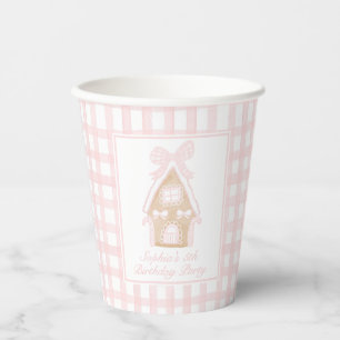 Pink Gingerbrot House Party Paper Cups Pappbecher