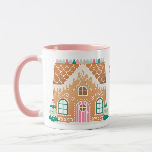 Pink Gingerbrot House Tasse (Links)