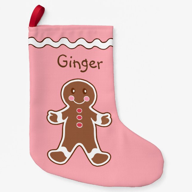 Pink Gingerbrot Strumpf Kleiner Weihnachtsstrumpf (Vorderseite)