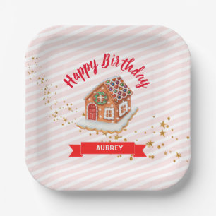 Pink Gingerbrot Weihnachten Geburtstag Pappteller