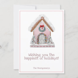 Pink Gingerbrot Weihnachtskarte Einladung