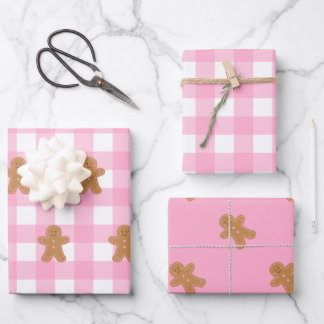 Pink Gingerbrot Wrapping Paper Set 3 Geschenkpapier Set