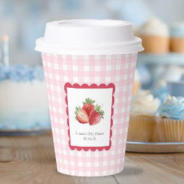 Pink Gingham and Strawberry Baby Shower Pappbecher