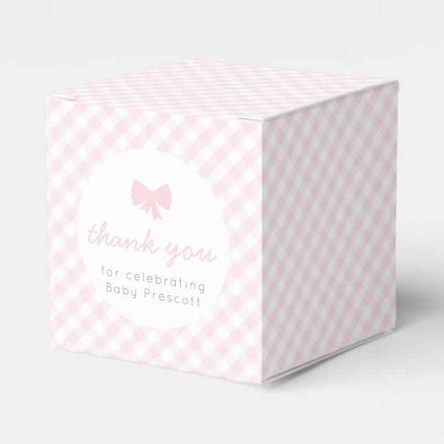 Pink Gingham Baby Duschbox Geschenkschachtel (Vorderseite)