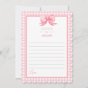 Pink Gingham Baby Duschempfehlung für Mama Card Einladung