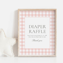 Pink Gingham Baby Duschmaschine Windeln Raffle Sch Poster
