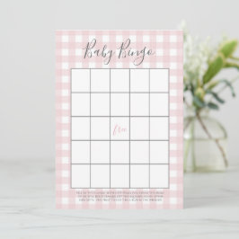 Pink Gingham Baby GIrl Duwer Bingo Cards Hinweiskarte