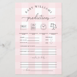 Pink Gingham Baby Predictions Game