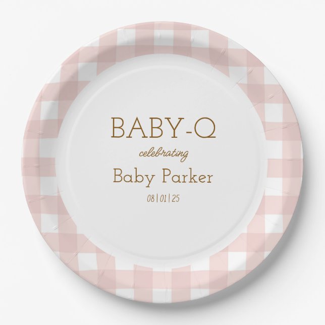 Pink Gingham Baby-Q Circular Plate 2 Pappteller (Vorderseite)