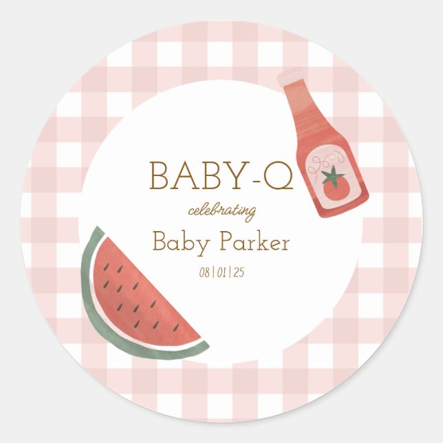 Pink Gingham Baby-Q Sticker (Vorderseite)