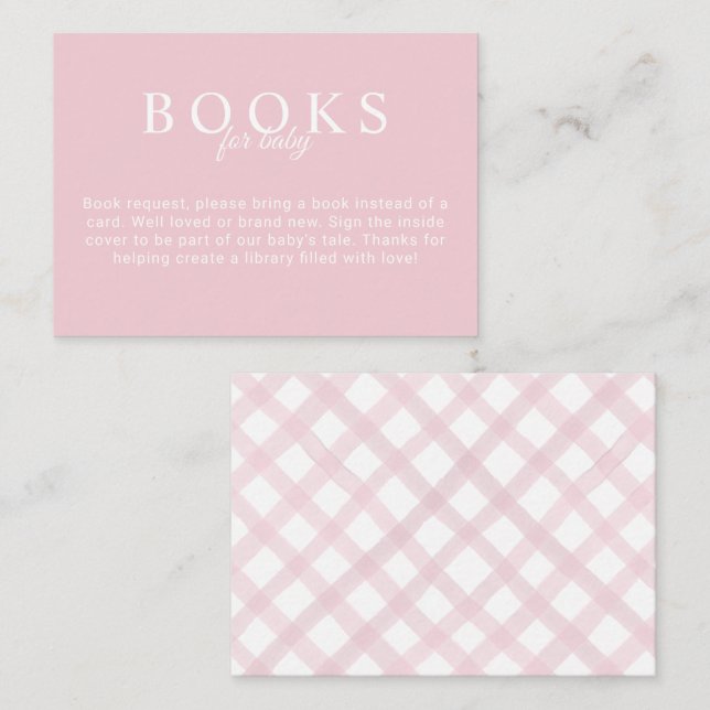 Pink Gingham Baby Showbücher für Babykarten Begleitkarte (Vorne/Hinten)
