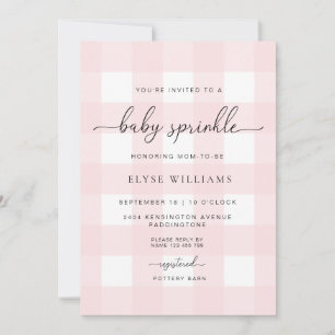 Pink Gingham Baby Sprinkle Einladung