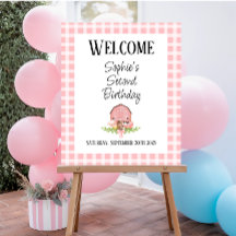 Pink Gingham Barnyard Glossy Willkommenspopster