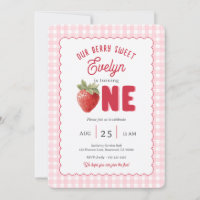 Pink Gingham Beeren Erste Erdbeer-Themen