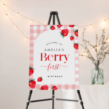 Pink Gingham Berry First Birthday Strawberry Girl