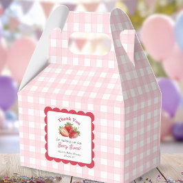 pink gingham berry sweet baby shower geschenkschachtel