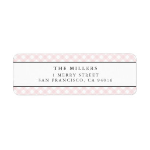 Pink Gingham Birth Ankündigung Anschrift Labels