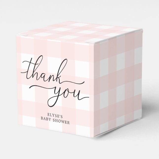 Pink Gingham Birthday Thank You Favor Box Geschenkschachtel (Vorderseite)