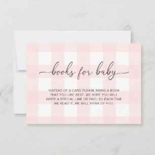 Pink Gingham Books Request Insert Card Einladung