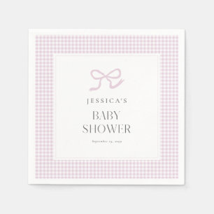 Pink Gingham Bow Baby Girl Babydusche Napkins Serviette