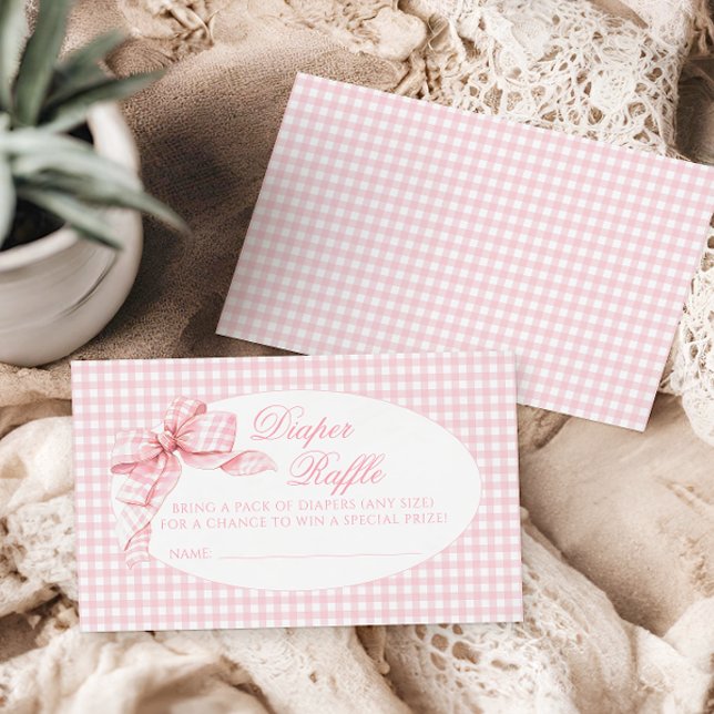 Pink Gingham Bow Baby Girl Dusche Windelwanne Begleitkarte (Von Creator hochgeladen)