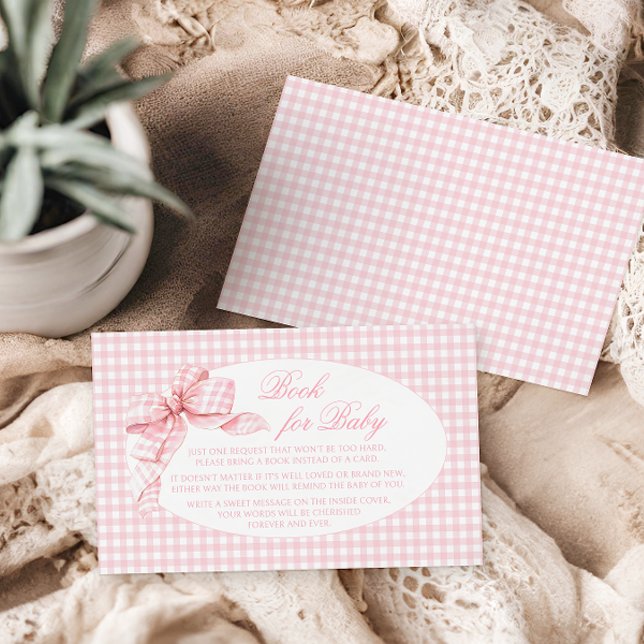 Pink Gingham Bow Baby Girl Shower Book for Baby Begleitkarte (Von Creator hochgeladen)