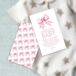 Pink Gingham Bow Books for Baby Shooter Begleitkarte