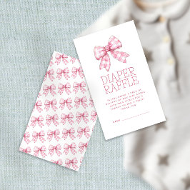 Pink Gingham Bow Diaper Raffle Baby Dusche Begleitkarte