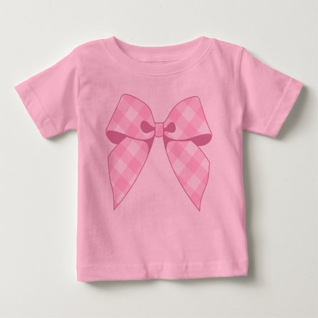 Pink Gingham Bow Pink Tutu Baby Bodysuit Baby T-shirt (Vorderseite)