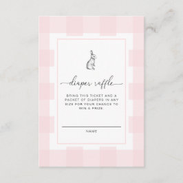 Pink Gingham Bunny Diaper Raffle Ticket Umschließu Begleitkarte