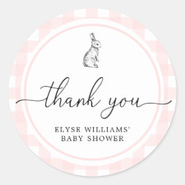Pink Gingham Bunny Rabbit Dusche Sticker