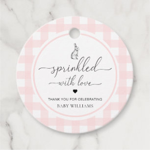 Pink Gingham Bunny Rabbit gesprinklt mit Liebe Geschenkanhänger
