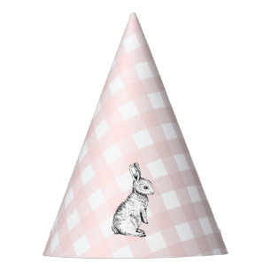 Pink Gingham Bunny Rabbit Partyhütchen