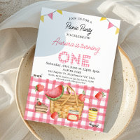 Pink Gingham Bunting Flags Picnic 1. Geburtstag