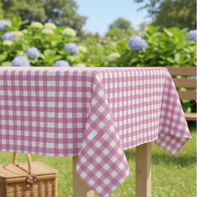 Pink Gingham Checkered Tablecloth for Parties Tischdecke (Von Creator hochgeladen)