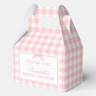 Pink Gingham Coquette Bow Bridal Shower Favor Geschenkschachtel
