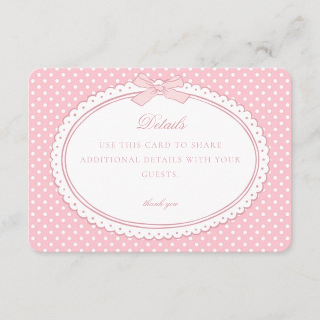Pink Gingham Coquette Bow Details Card Begleitkarte (Vorderseite)
