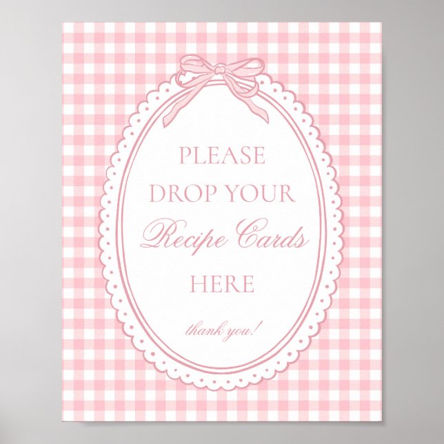 Pink Gingham Coquette Bow Share a Recipe Poster (Vorne)