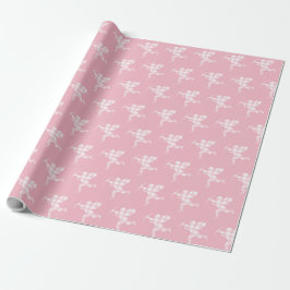 Pink Gingham Cupid Geschenkpapier